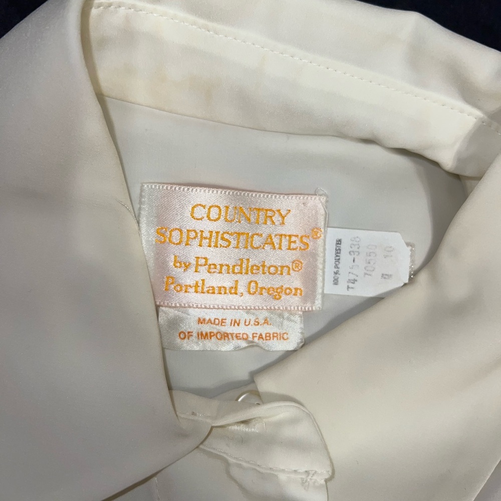 Pendleton Country Sophisticates VTG Made in USA White Cream Top Size 10 - Picture 6 of 8